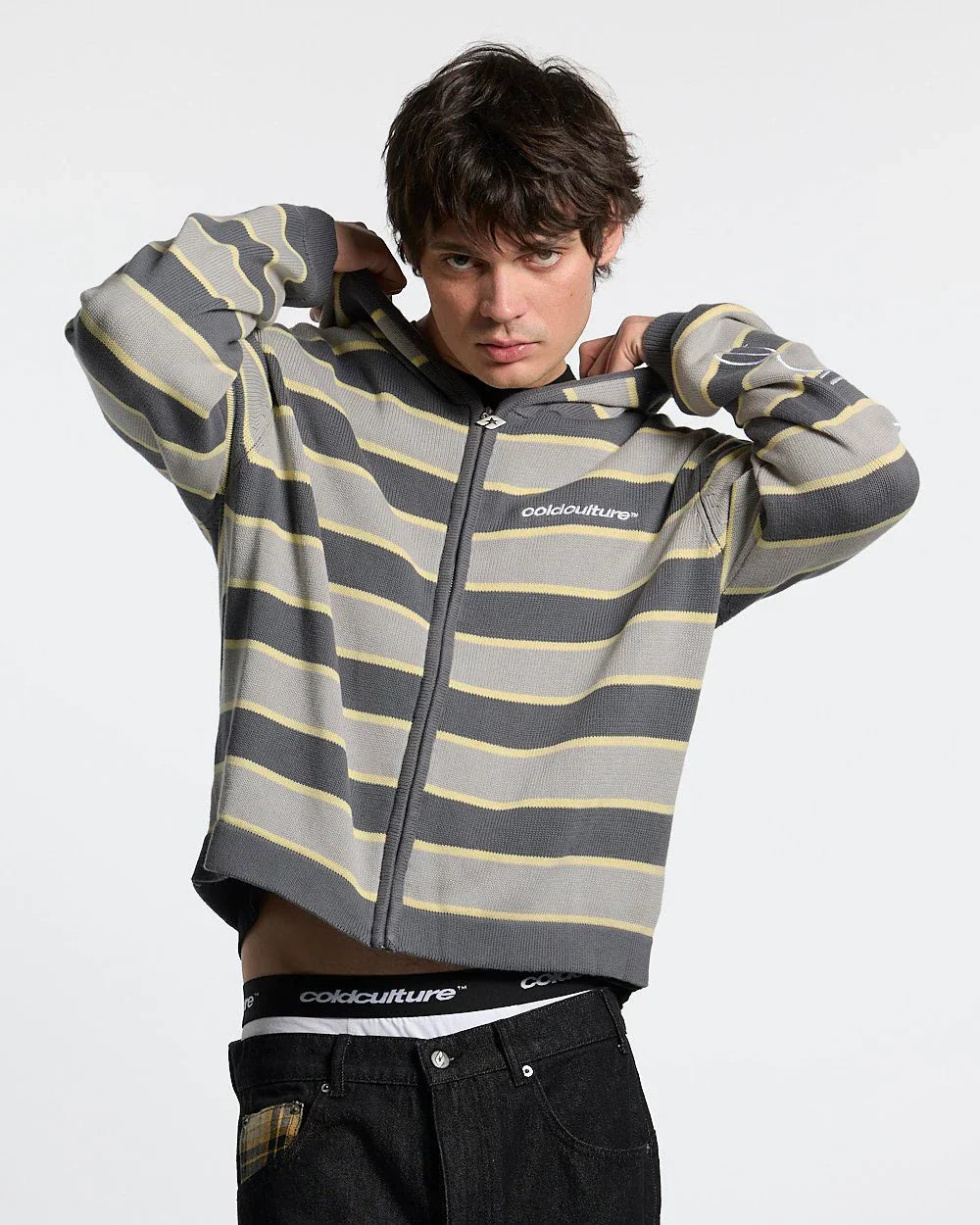 COLD CULTURE TRIPPY STOP ZIP KNIT GREY