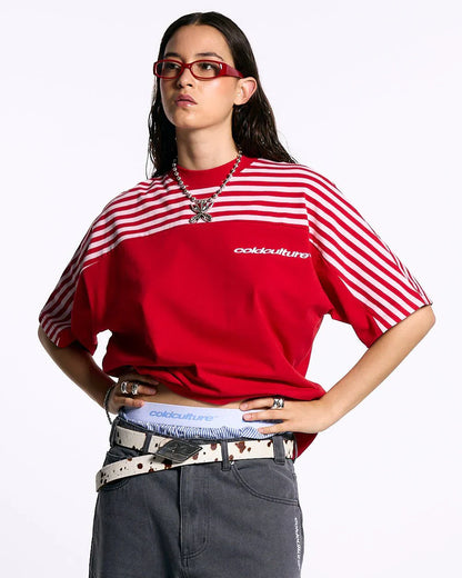COLD CULTURE LOLLY HALF STRIPES TEE